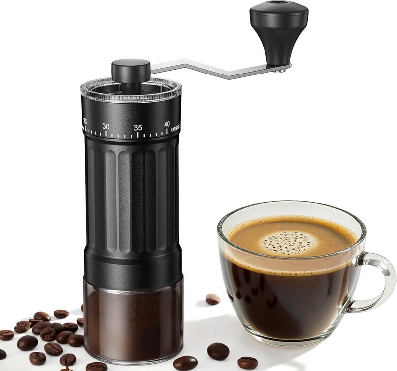 EZVING Mini Manual Coffee Grinder with 40 Adjustable Settings, Portable Hand Coffee Bean Mill with 30g Capacity, Conical Burr Coffee Grinder with Crank for Travel, Camping, Office, Espresso, Pour Over, etc - Image 1